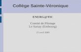 Collège Sainte-Véronique ENERG@TIC Comité de Pilotage Le Sartay (Embourg) 25 avril 2009.