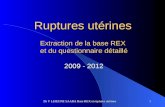 Ruptures utérines Extraction de la base REX et du questionnaire détaillé 2009 - 2012 1Dr V LEJEUNE SAADA Base REX et ruptures utérines.