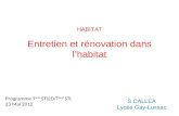 HABITAT Entretien et rénovation dans lhabitat S.CALLEA Lycée Gay-Lussac Programme T erm STI2D/T erm STL 23 Mai 2012.