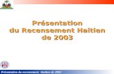 Présentation du recensement Haïtien de 2003 Présentation du Recensement Haitien de 2003 Présentation du Recensement Haitien de 2003