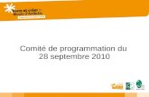 Comité de programmation du 28 septembre 2010. Ordre du jour Dates des prochains Comités (CP11 et CP12) Renouvellement de membres du Comité de programmation.