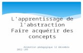 L'apprentissage de l'abstraction Faire acquérir des concepts Animation pédagogique 12 décembre 2012 LRO.