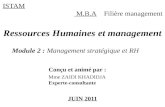 ISTAM M.B.A Filière management Ressources Humaines et management Module 2 : Management stratégique et RH Conçu et animé par : Mme ZAIDI KHADIDJA Experte-consultante.