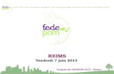 Congrès de FEDEPOM 2013 – Reims - REIMS Vendredi 7 juin 2013.