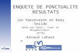 ENQUETE DE PONCTUALITE RESULTATS Jan Vanseveren en Kees Smilde Bond van Trein-, Tram- en Busgebruikers (BTTB) Arnaud Lahaut Association des Clients des.