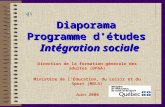 Diaporama Programme détudes Intégration sociale Direction de la formation générale des adultes (DFGA) Ministère de lÉducation, du Loisir et du Sport (MELS)