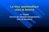 La toux spasmodique chez la femme A. Taytard Service des Maladies Respiratoires CHU de Bordeaux.