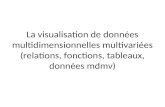 La visualisation de données multidimensionnelles multivariées (relations, fonctions, tableaux, données mdmv)