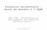 1 Centre de documentation - ESMM (cc)Justine Lamoureux 2011 Formation documentaire : Bases de données à lUQAM MOD 1100 « Méthodologie et développement.