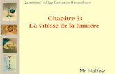 Mr Malfoy Quatrièmes collège Lamartine Hondschoote Chapitre 3: La vitesse de la lumière.