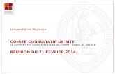 COMITÉ CONSULTATIF DE SITE CE SUPPORT EST COMPLÉMENTAIRE AU COMPTE RENDU DE SÉANCE RÉUNION DU 21 FEVRIER 2014 Université de Toulouse.