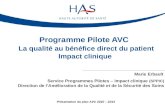 Programme Pilote AVC La qualité au bénéfice direct du patient Impact clinique Marie Erbault Service Programmes Pilotes – Impact clinique (SPPIC) Direction.