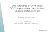 1 JBL Epraxis 11/1/06 Les stagiaires d'IUFM et les TICE: appropriation et premiers usages professionnels Une enquête dans cinq IUFM J. B. LAGRANGE IUFM.