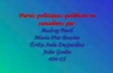 Partis politiques québécois et canadiens par: Audrey Baril Marie-Pier Boutin Érika-Jade Desjardins Julie Godin 404-05.