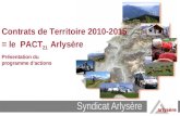 Contrats de Territoire 2010-2015 = le PACT 21 Arlysère Présentation du programme dactions.