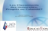 Les Classements des Universités: Progrès ou Calamité? Jamil Salmi 13 Novembre 2008.