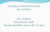 Tactique individuelle pour les arrières Éric Dubois Entraîneur-chef Équipe Québec moins de 17 ans.