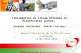 Présentation du Réseau Africain de Microfinance (AFMIN) OUSMANE THIONGANE, AFMIN Chairman Semaine Européenne de la Microfinance Luxembourg 15 Novembre.