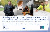 Sondage d'opinion paneuropéen sur la santé et la sécurité au travail Résultats à travers l'Europe et le Luxembourg - Mai 2013 Résultats représentatifs.