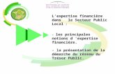 1 Lexpertise financière dans le Secteur Public Local : - les principales notions d expertise financière. - la présentation de la démarche du réseau du.