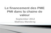 September 2012 Mathieu Mandeng. Les Petites et moyennes entreprises sont le plus souvent considérées comme trop risquées pour la banque. Il ne devrait.