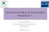 Quelle technique de transection hépatique ? E. Chapuis-Roux Chirurgie digestive et métabolique Pr Regimbeau ACHBT Jeunes 2012.