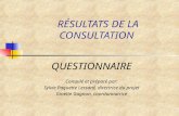 RÉSULTATS DE LA CONSULTATION QUESTIONNAIRE Compilé et préparé par: Sylvie Paquette Lessard, directrice du projet Ginette Gagnon, coordonnatrice.