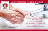 Le défi national de lhygiène des mains Défi canadien de lhygiène des mains Taux de conformité aux pratiques dhygiène des mains – Observation et analyse.