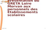 1JUIN 2010 Présentation du GRETA Loire Morvan aux personnels des Etablissements scolaires.