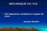 MECANIQUE DU VOL 120 diapositives constituant un support de cours. Jacques Menézo.