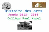 Histoire des arts Année 2013- 2014 Collège Paul Kapel.