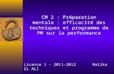 CM 2 : Préparation mentale : efficacité des techniques et programme de PM sur la performance Licence 1 - 2011-2012 Malika EL ALI.