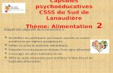 Capsules psychoéducatives CSSS du Sud de Lanaudière Thème: Alimentation 2 Rappel des objectifs de la rencontre 1: Sensibiliser les participants aux risques.