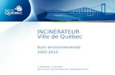 INCINÉRATEUR Ville de Québec Suivi environnemental 2002-2012 O. Martineau, S. Verreault Service de lenvironnement, septembre 2012.