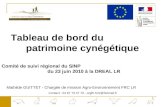 Tableau de bord du patrimoine cynégétique Comité de suivi régional du SINP du 23 juin 2010 à la DREAL LR Mathilde GUITTET - Chargée de mission Agro-Environnement.