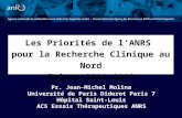 Les Priorités de lANRS pour la Recherche Clinique au Nord Enjeux 2011-2013 Pr. Jean-Michel Molina Université de Paris Diderot Paris 7 Hôpital Saint-Louis.