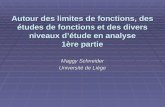 Autour des limites de fonctions, des études de fonctions et des divers niveaux détude en analyse 1ère partie Maggy Schneider Université de Liège.