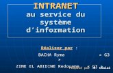 INTRANET au service du système dinformation Réaliser par : BACHA Ryma « G3 » ZINE EL ABIDINE Redouane « G1 » Proposé par :M. Chalal.