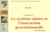 QCM Mr Malfoy Troisièmes collège Lamartine Hondschoote Le système solaire et linteraction gravitationnelle Chapitre 1.