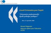 Conseil dorientation pour lemploi Orientation professionnelle: Quelle politique publique? Paris, 23 septembre 2008 Bernard Hugonnier Directeur adjoint.