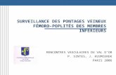 SURVEILLANCE DES PONTAGES VEINEUX FÉMORO-POPLITÉS DES MEMBRES INFÉRIEURS RENCONTRES VASCULAIRES DU VAL DOR P. SINTES, J. KUSMIEREK PARIS 2006.