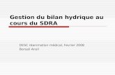 Gestion du bilan hydrique au cours du SDRA DESC réanimation médical, Fevrier 2008 Borsali Ansil.