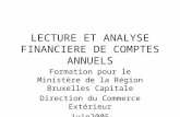 LECTURE ET ANALYSE FINANCIERE DE COMPTES ANNUELS Formation pour le Ministère de la Région Bruxelles Capitale Direction du Commerce Extérieur juin2005.