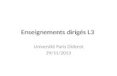 Enseignements dirigés L3 Université Paris Diderot 29/11/2013.