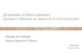 Etienne de Callataÿ Banque Degroof & UNamur Economie et bien commun. Quelques réflexions au départ de la crise financière Maredsous 29 mars 2014.