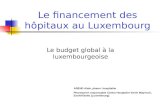 Le financement des hôpitaux au Luxembourg Le budget global à la luxembourgeoise AREND Alain, pharm. hospitalier Pharmacien responsable Centre Hosptalier.