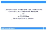 Paper Audit & Conseil 1 LINFORMATION FINANCIERE LIEE AUX PASSIFS SOCIAUX : LE CAS GENERAL MOTORS **** IMA France 28 novembre 2006 Xavier Paper et Patrick.
