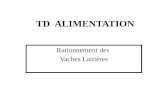 TD ALIMENTATION Rationnement des Vaches Laitières.