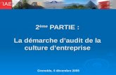 2 ème PARTIE : La démarche daudit de la culture dentreprise Grenoble, 6 décembre 2005.