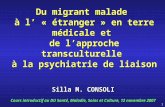 1 Du migrant malade à l « étranger » en terre médicale et de lapproche transculturelle à la psychiatrie de liaison Silla M. CONSOLI Cours introductif au.